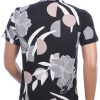 MARRAKECH trendy allover bloemen dessin heren korte mouwen overhemd - Zwart