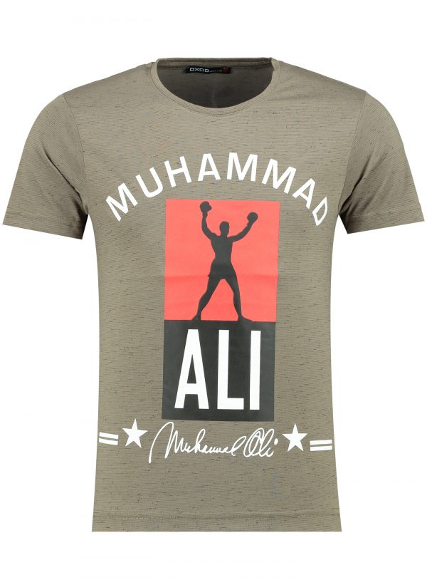 Oxcid Muhammad Ali trendy regulair fit ronde hals heren T-Shirt, B771 Khaki