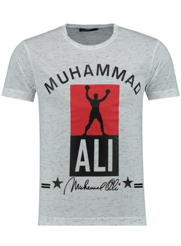 Oxcid Muhammad Ali trendy regulair fit ronde hals heren T-Shirt, B771 Wit