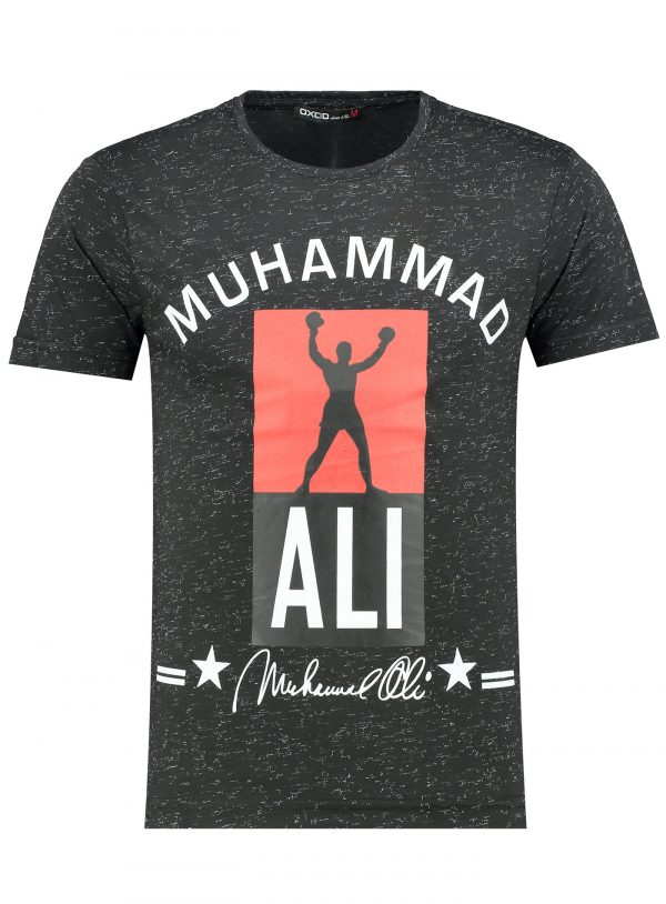 Oxcid Muhammad Ali trendy regulair fit ronde hals heren T-Shirt, B771 Zwart