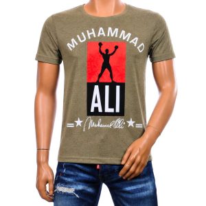 Muhammad Ali T-shirt heren khaki met sportieve Muhammad Ali-print.