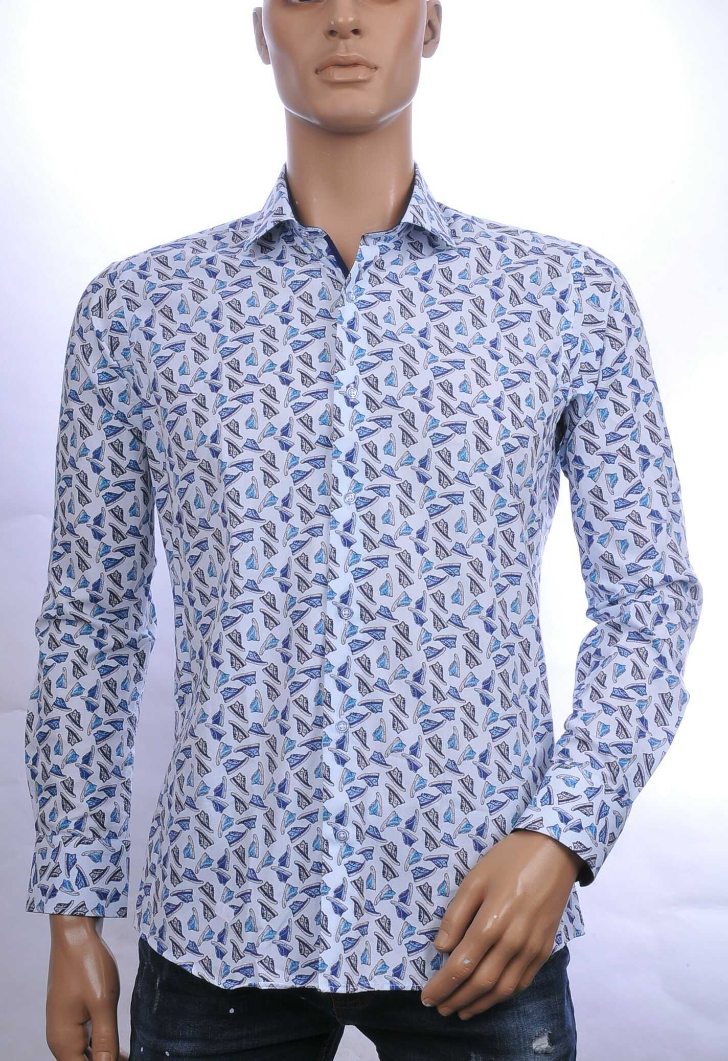 CARTER DAVIS slim fit allover converse sportschoenen dessin heren overhemd Wit