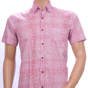 CORRINO allover modern dessin heren overhemd met korte mouwen Bordeaux
