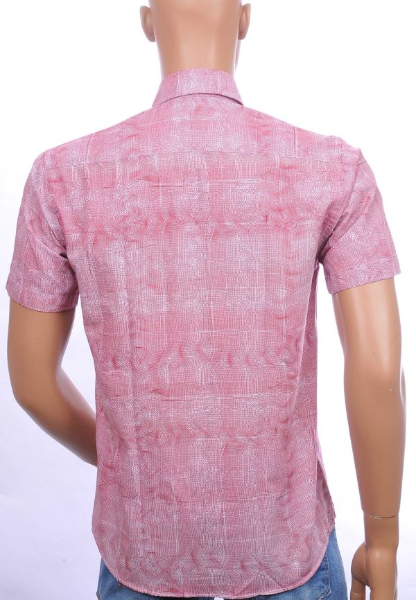 CORRINO allover modern dessin heren overhemd met korte mouwen Bordeaux