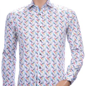 CORRINO OLYMP State of Art Blue Industry A fish named fred Wolff Blitz Moncler DIOR Philipp Plein PRADA Louis Vuitton GUCCI VERSACE KENZO Dsquared2 Levi's CHASIN G-STAR DOLCE & GABBANA DIESEL PME LEGEND WAM DENIM LACOSTE slim fit allover kleurrijk wasknijpers dessin heren overhemd Wit