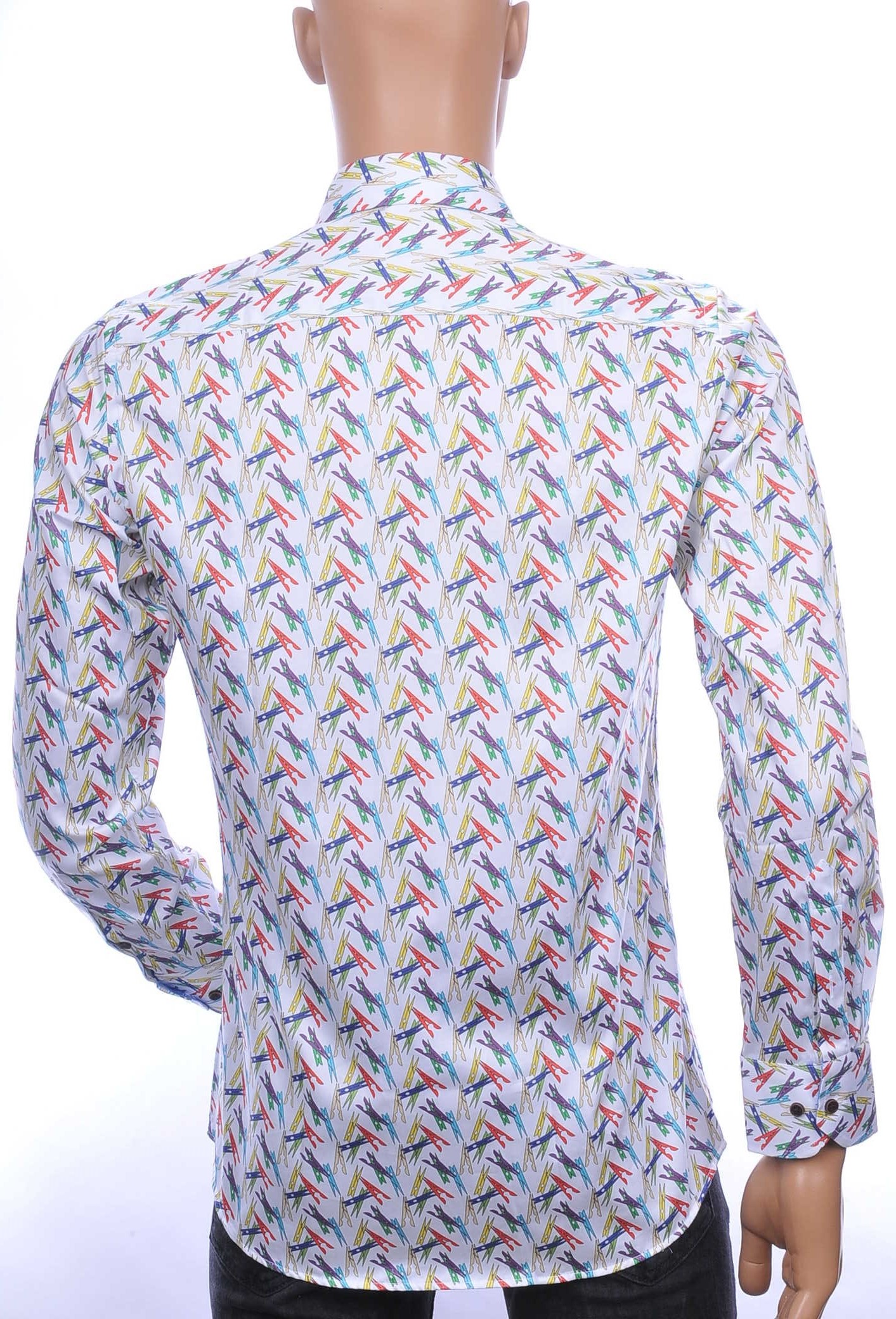CORRINO OLYMP State of Art Blue Industry A fish named fred Wolff Blitz Moncler DIOR Philipp Plein PRADA Louis Vuitton GUCCI VERSACE KENZO Dsquared2 Levi's CHASIN G-STAR DOLCE & GABBANA DIESEL PME LEGEND WAM DENIM LACOSTE slim fit allover kleurrijk wasknijpers dessin heren overhemd Wit