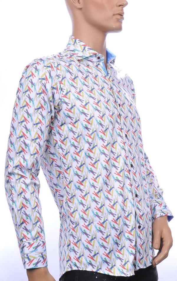 CORRINO OLYMP State of Art Blue Industry A fish named fred Wolff Blitz Moncler DIOR Philipp Plein PRADA Louis Vuitton GUCCI VERSACE KENZO Dsquared2 Levi's CHASIN G-STAR DOLCE & GABBANA DIESEL PME LEGEND WAM DENIM LACOSTE slim fit allover kleurrijk wasknijpers dessin heren overhemd Wit
