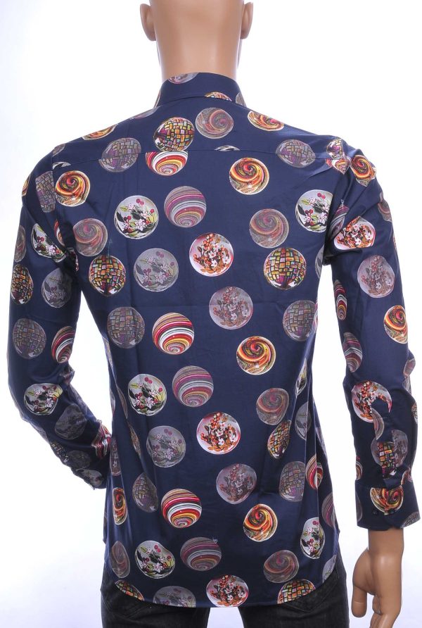 Corrino OLYMP State of Art Blue Industry A fish named fred Wolff Blitz Moncler DIOR Philipp Plein PRADA Louis Vuitton GUCCI VERSACE KENZO Dsquared2 Levi's CHASIN G-STAR DOLCE & GABBANA DIESEL PME LEGEND WAM DENIM LACOSTE trendy slim fit allover kleurrijke sierballen dessin heren overhemd Navy