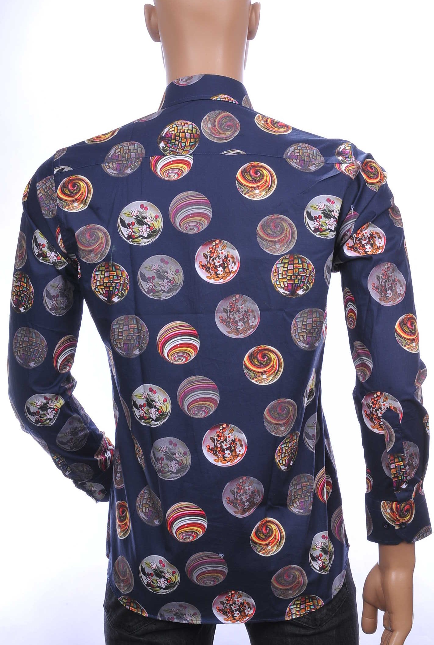 Corrino OLYMP State of Art Blue Industry A fish named fred Wolff Blitz Moncler DIOR Philipp Plein PRADA Louis Vuitton GUCCI VERSACE KENZO Dsquared2 Levi's CHASIN G-STAR DOLCE & GABBANA DIESEL PME LEGEND WAM DENIM LACOSTE trendy slim fit allover kleurrijke sierballen dessin heren overhemd Navy