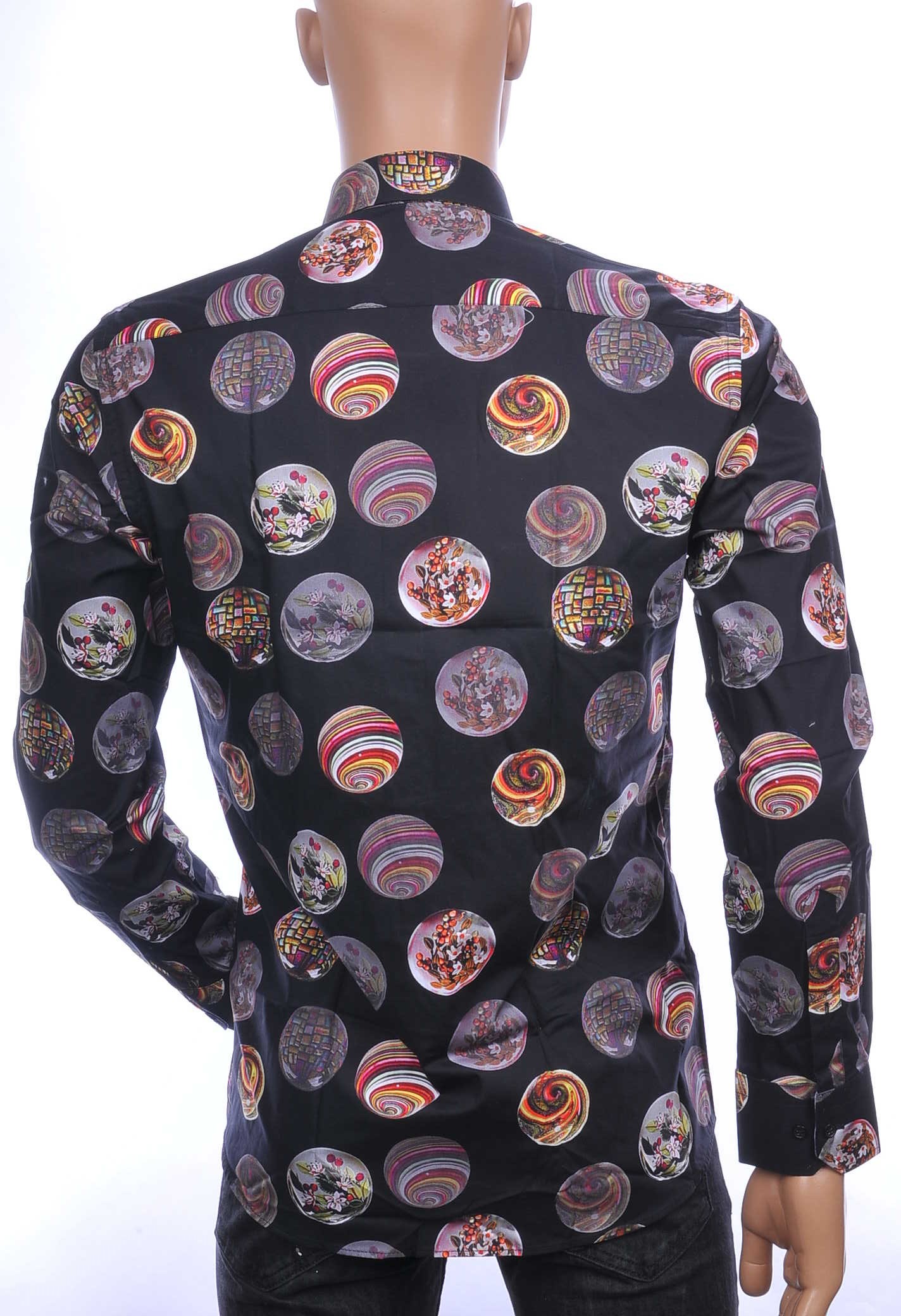 Corrino OLYMP State of Art Blue Industry A fish named fred Wolff Blitz Moncler DIOR Philipp Plein PRADA Louis Vuitton GUCCI VERSACE KENZO Dsquared2 Levi's CHASIN G-STAR DOLCE & GABBANA DIESEL PME LEGEND WAM DENIM LACOSTE trendy slim fit allover kleurrijke sierballen dessin heren overhemd Zwart
