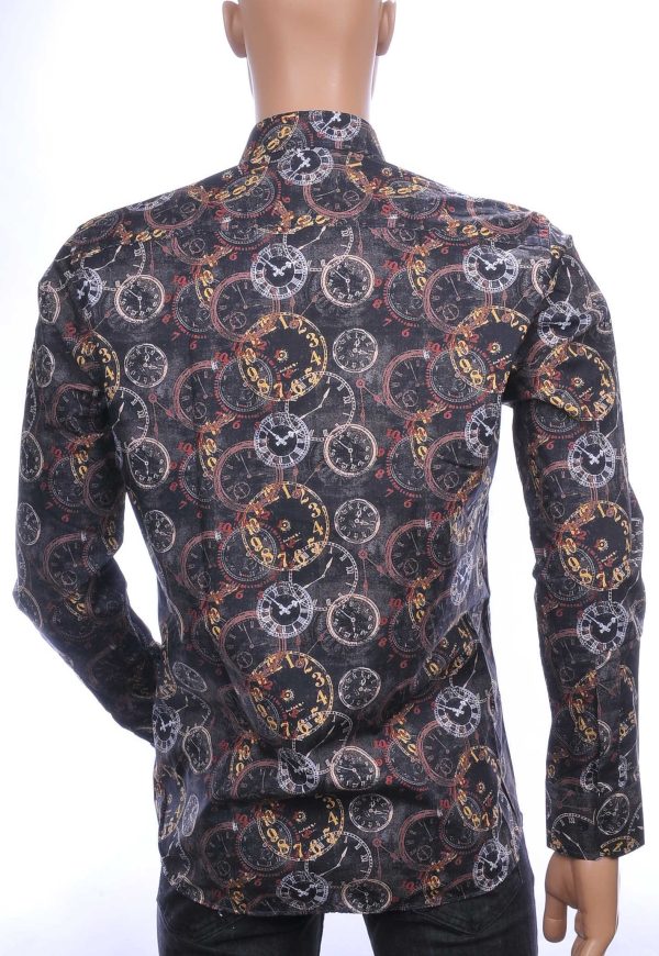 Corrino OLYMP State of Art Blue Industry A fish named fred Wolff Blitz Moncler DIOR Philipp Plein PRADA Louis Vuitton GUCCI VERSACE KENZO Dsquared2 Levi's CHASIN G-STAR DOLCE & GABBANA DIESEL PME LEGEND WAM DENIM LACOSTE trendy modern fit allover klokken dessin heren overhemd Zwart