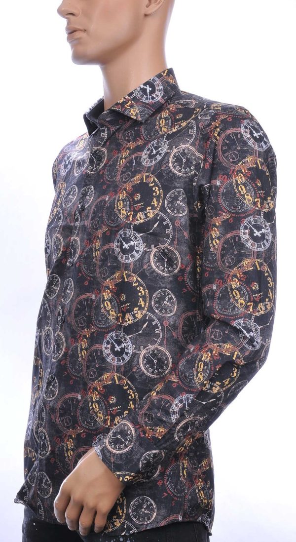 Corrino OLYMP State of Art Blue Industry A fish named fred Wolff Blitz Moncler DIOR Philipp Plein PRADA Louis Vuitton GUCCI VERSACE KENZO Dsquared2 Levi's CHASIN G-STAR DOLCE & GABBANA DIESEL PME LEGEND WAM DENIM LACOSTE trendy modern fit allover klokken dessin heren overhemd Zwart