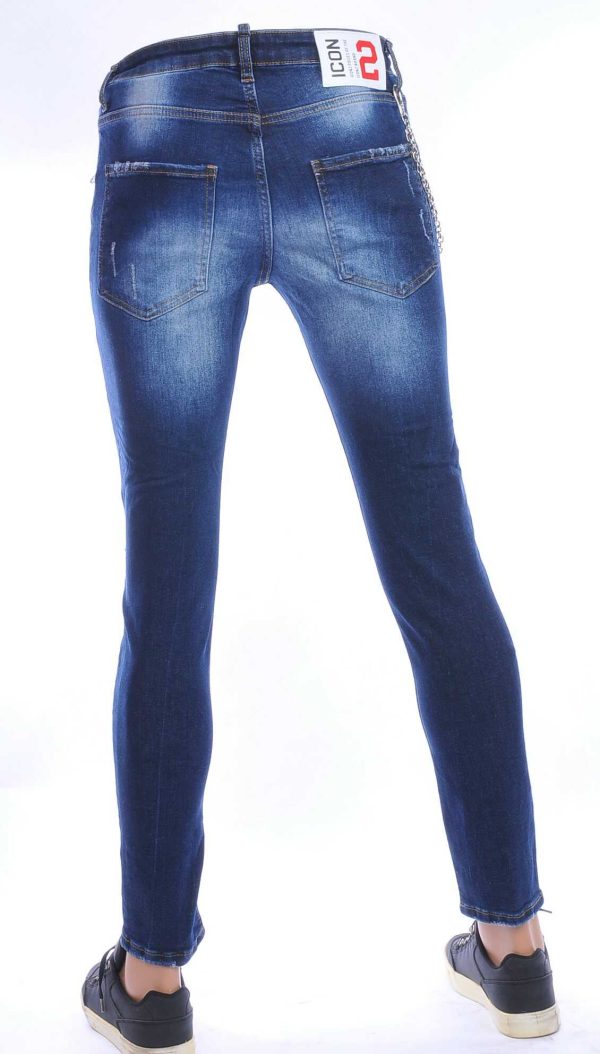 ICON2 hippie gescheurde slim fit stretch heren jeans Blauw