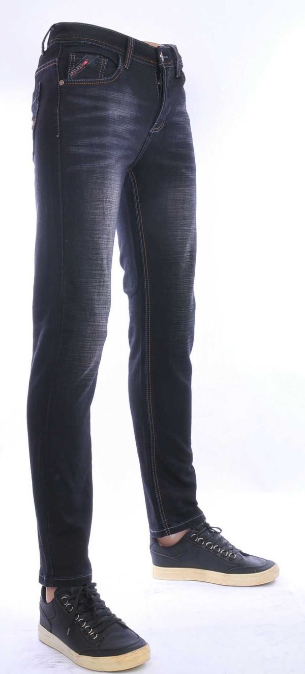 JAYLVIS regular fit stretch heren jeans met contrast kleur stiksels Zwart