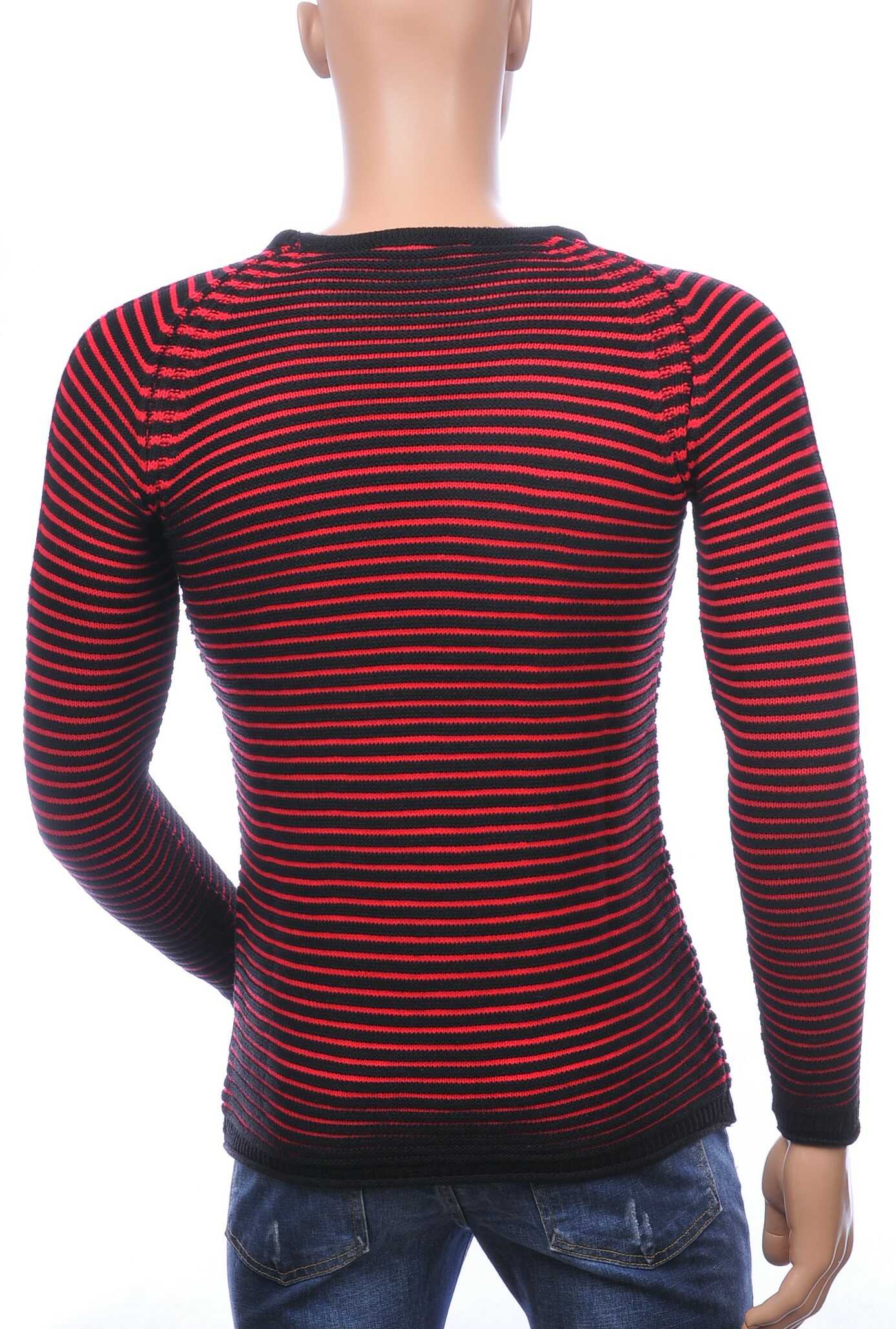 Oxcid Moncler DIOR Philipp Plein PRADA Louis Vuitton GUCCI VERSACE KENZO Dsquared2 Levi's CHASIN G-STAR DOLCE & GABBANA DIESEL PME LEGEND WAM DENIM LACOSTE trendy grof gebreide heren wintertrui met horizontale strepen Rood