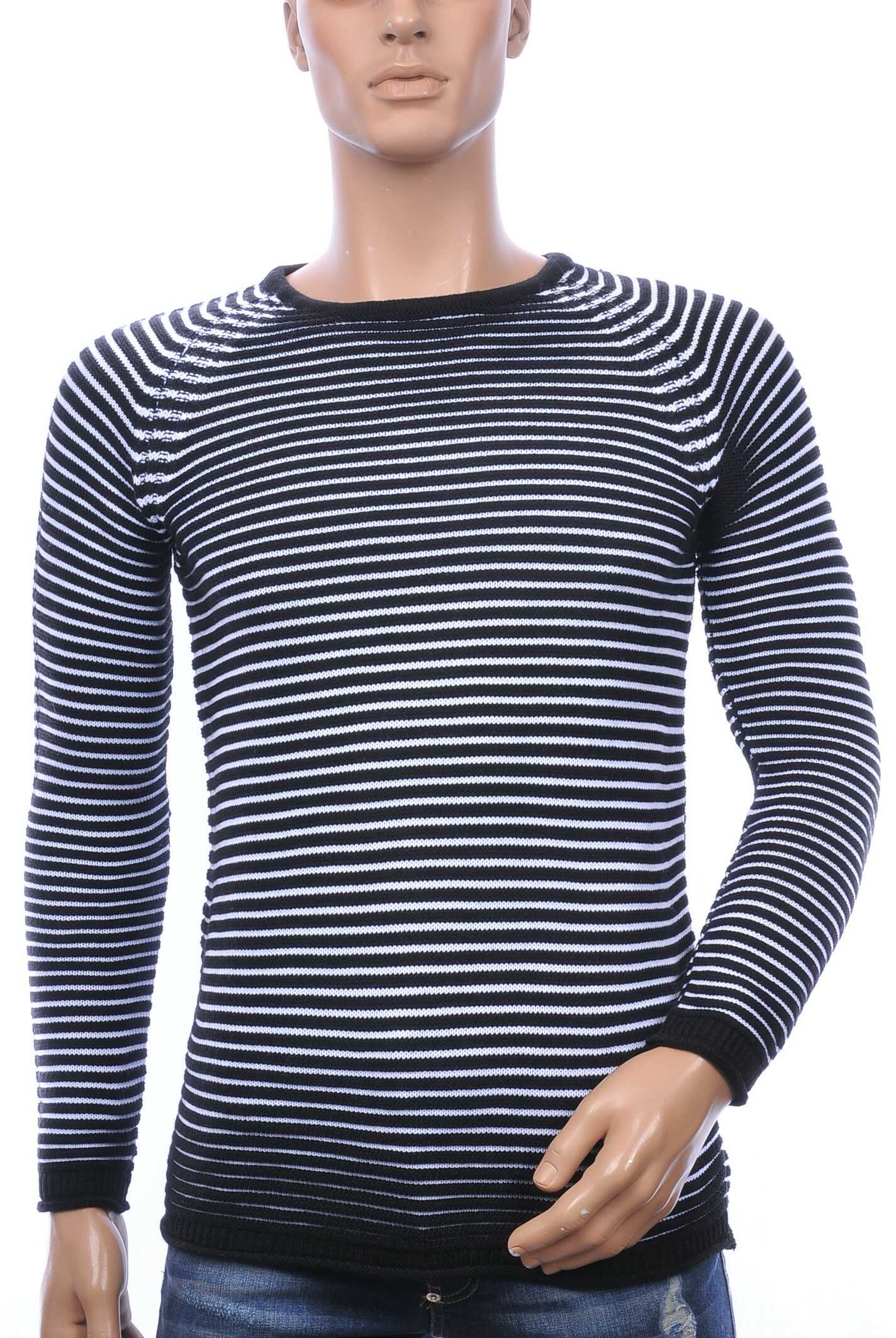 Oxcid Moncler DIOR Philipp Plein PRADA Louis Vuitton GUCCI VERSACE KENZO Dsquared2 Levi's CHASIN G-STAR DOLCE & GABBANA DIESEL PME LEGEND WAM DENIM LACOSTE trendy grof gebreide heren wintertrui met horizontale strepen Zwart