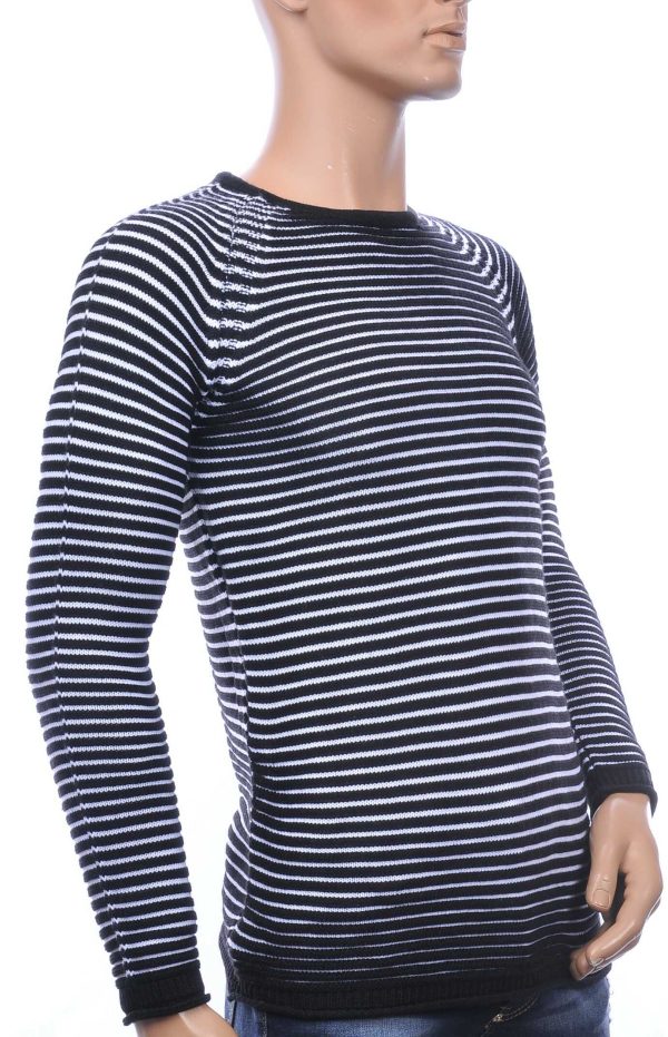 Oxcid Moncler DIOR Philipp Plein PRADA Louis Vuitton GUCCI VERSACE KENZO Dsquared2 Levi's CHASIN G-STAR DOLCE & GABBANA DIESEL PME LEGEND WAM DENIM LACOSTE trendy grof gebreide heren wintertrui met horizontale strepen Zwart