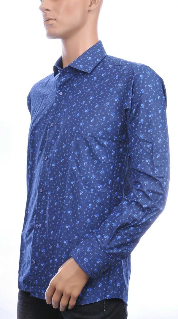 Corrino Italiaans getailleerd slim fit allover bloemen dessin heren overhemd Navy