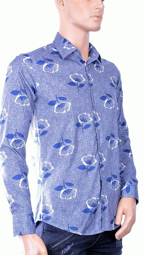 Ferlucci trendy heren overhemd met allover bloemen print, F044 Grijs