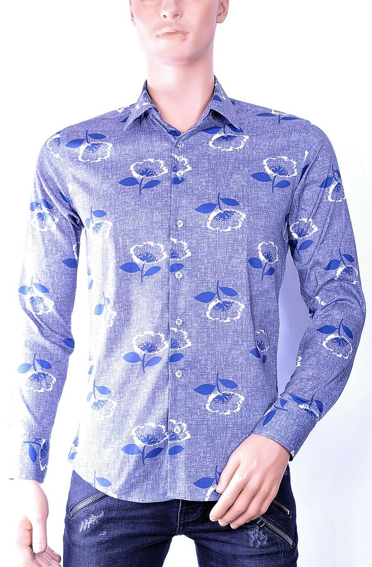 Ferlucci Trendy Slim Fit Heren Overhemd met Allover Bloemenprint - Grijs