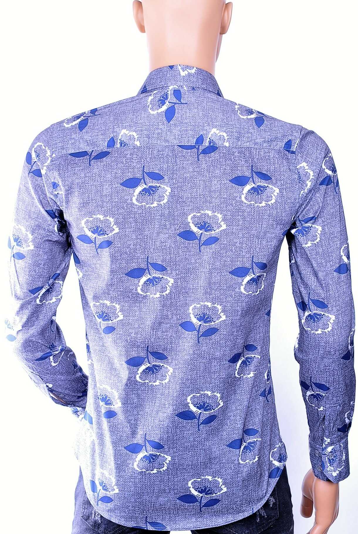 Ferlucci Trendy Slim Fit Heren Overhemd met Allover Bloemenprint - Grijs
