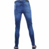 VALENCI slim fit heren jeans blauw met stretch en gescheurde details