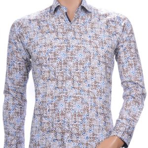 CORRINO OLYMP State of Art Blue Industry A fish named fred Wolff Blitz Moncler DIOR Philipp Plein PRADA Louis Vuitton GUCCI VERSACE KENZO Dsquared2 Levi's CHASIN G-STAR DOLCE & GABBANA DIESEL PME LEGEND WAM DENIM LACOSTE regular fit allover kettingen motieven dessin heren overhemd Beige