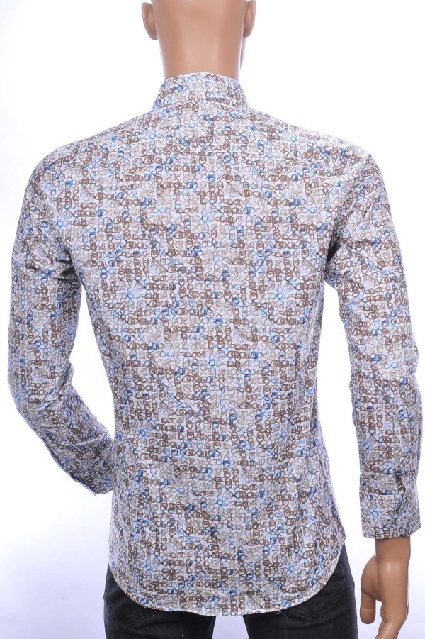 CORRINO OLYMP State of Art Blue Industry A fish named fred Wolff Blitz Moncler DIOR Philipp Plein PRADA Louis Vuitton GUCCI VERSACE KENZO Dsquared2 Levi's CHASIN G-STAR DOLCE & GABBANA DIESEL PME LEGEND WAM DENIM LACOSTE regular fit allover kettingen motieven dessin heren overhemd Beige