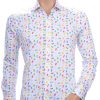 CORRINO OLYMP State of Art Blue Industry A fish named fred Wolff Blitz Moncler DIOR Philipp Plein PRADA Louis Vuitton GUCCI VERSACE KENZO Dsquared2 Levi's CHASIN G-STAR DOLCE & GABBANA DIESEL PME LEGEND WAM DENIM LACOSTE slim fit allover kleurrijk punaises dessin heren overhemd Wit