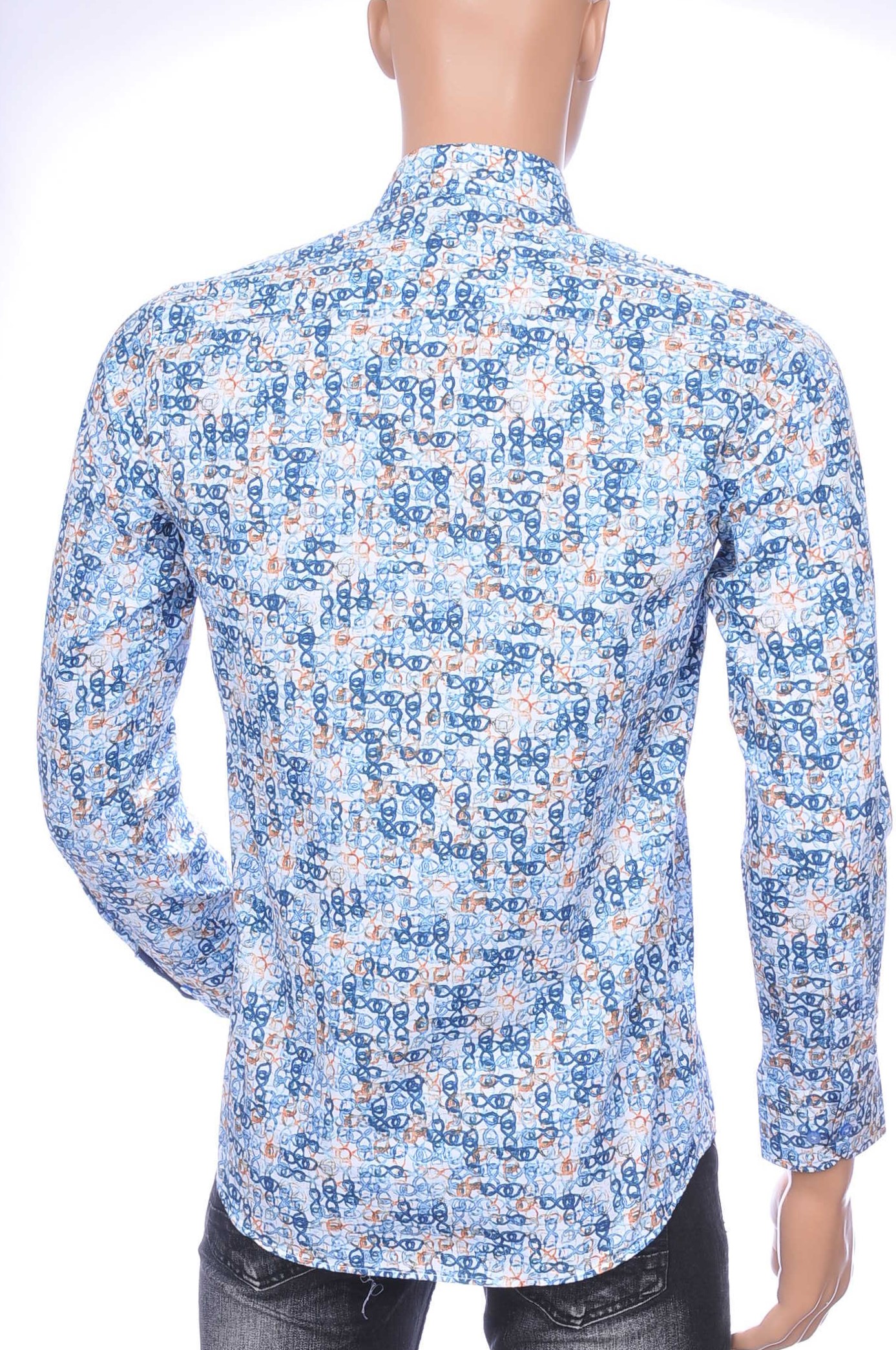 CORRINO OLYMP State of Art Blue Industry A fish named fred Wolff Blitz Moncler DIOR Philipp Plein PRADA Louis Vuitton GUCCI VERSACE KENZO Dsquared2 Levi's CHASIN G-STAR DOLCE & GABBANA DIESEL PME LEGEND WAM DENIM LACOSTE regular fit allover kettingen motieven dessin heren overhemd Blauw