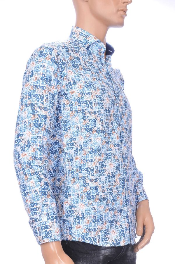 CORRINO OLYMP State of Art Blue Industry A fish named fred Wolff Blitz Moncler DIOR Philipp Plein PRADA Louis Vuitton GUCCI VERSACE KENZO Dsquared2 Levi's CHASIN G-STAR DOLCE & GABBANA DIESEL PME LEGEND WAM DENIM LACOSTE regular fit allover kettingen motieven dessin heren overhemd Blauw