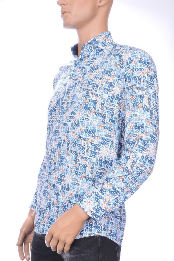 CORRINO OLYMP State of Art Blue Industry A fish named fred Wolff Blitz Moncler DIOR Philipp Plein PRADA Louis Vuitton GUCCI VERSACE KENZO Dsquared2 Levi's CHASIN G-STAR DOLCE & GABBANA DIESEL PME LEGEND WAM DENIM LACOSTE regular fit allover kettingen motieven dessin heren overhemd Blauw