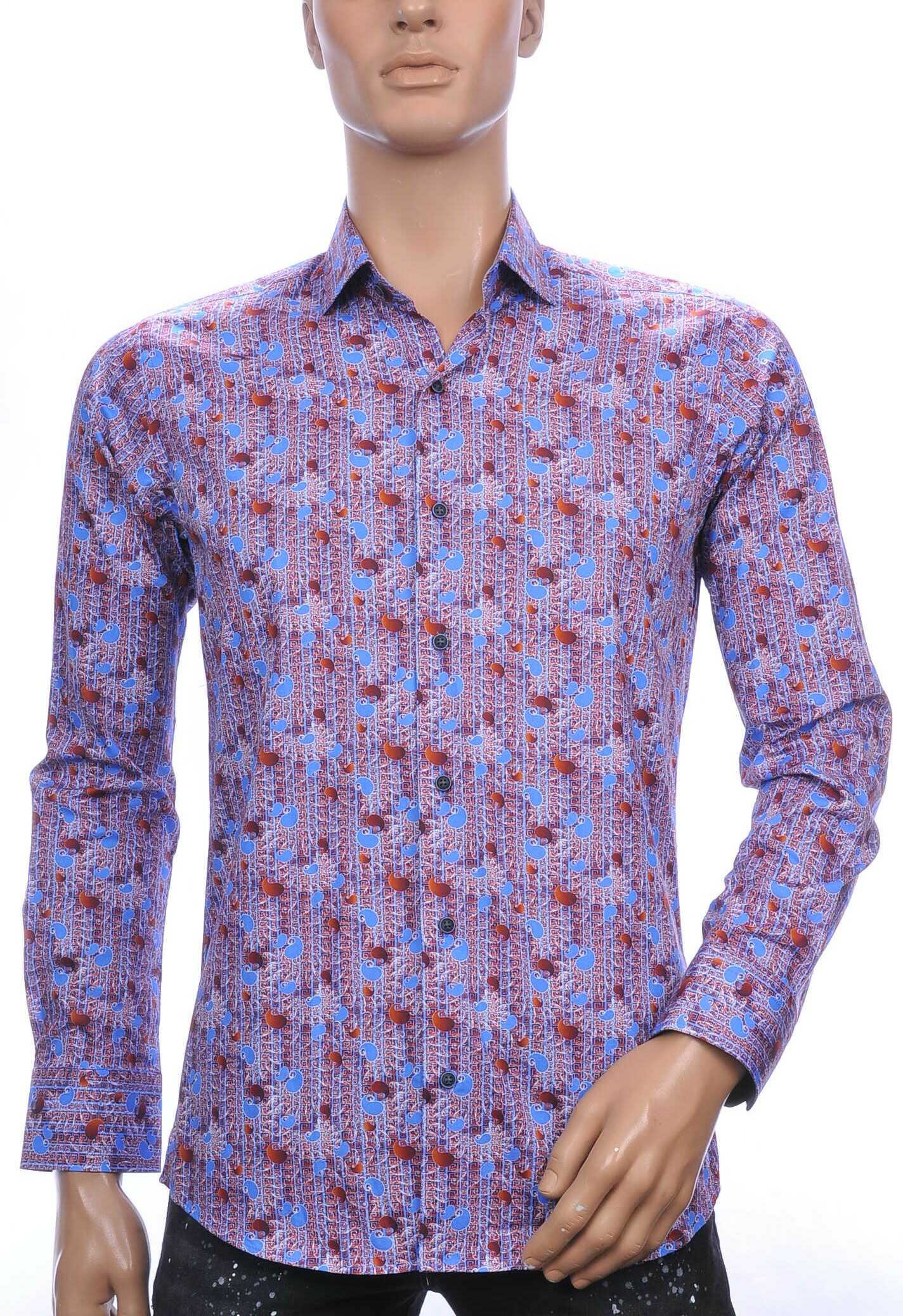 CORRINO slim fit allover paisley dessin heren overhemd Blauw