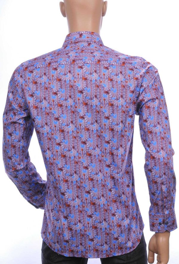 CORRINO slim fit allover paisley dessin heren overhemd Blauw