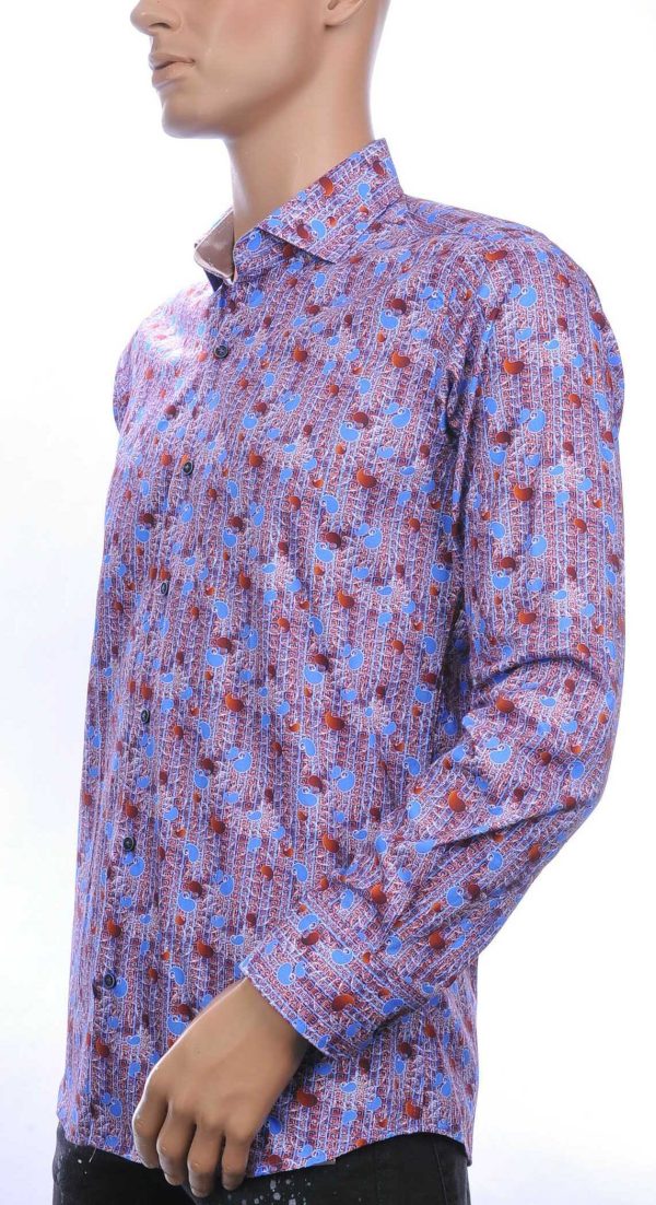 CORRINO slim fit allover paisley dessin heren overhemd Blauw