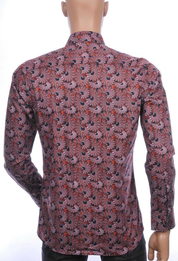 CORRINO slim fit allover paisley dessin heren overhemd Bruin