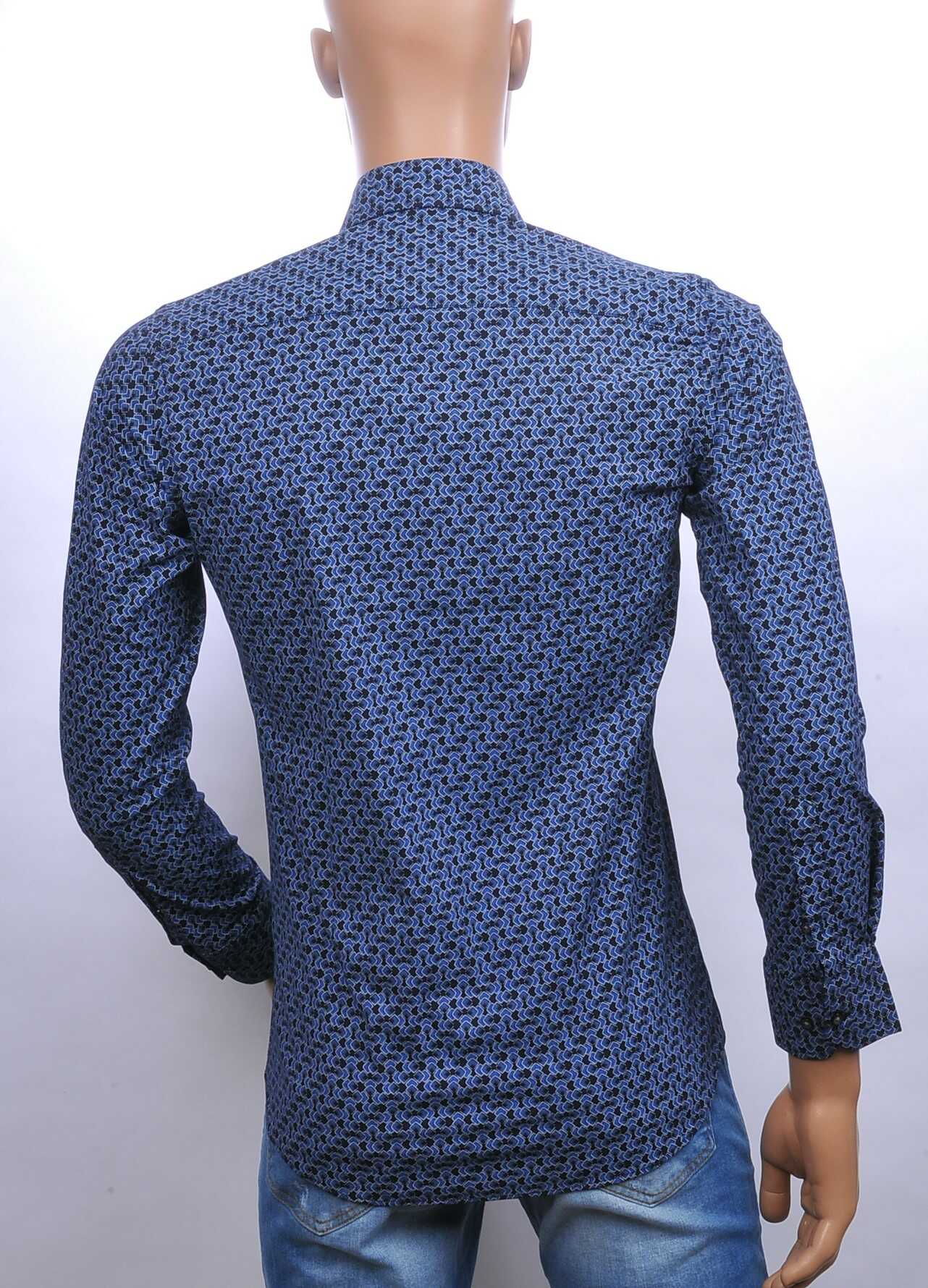 Carte Davis slim fit allover blokjes dessin heren overhemd Navy