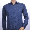 Carte Davis slim fit allover paisley dessin heren overhemd Navy