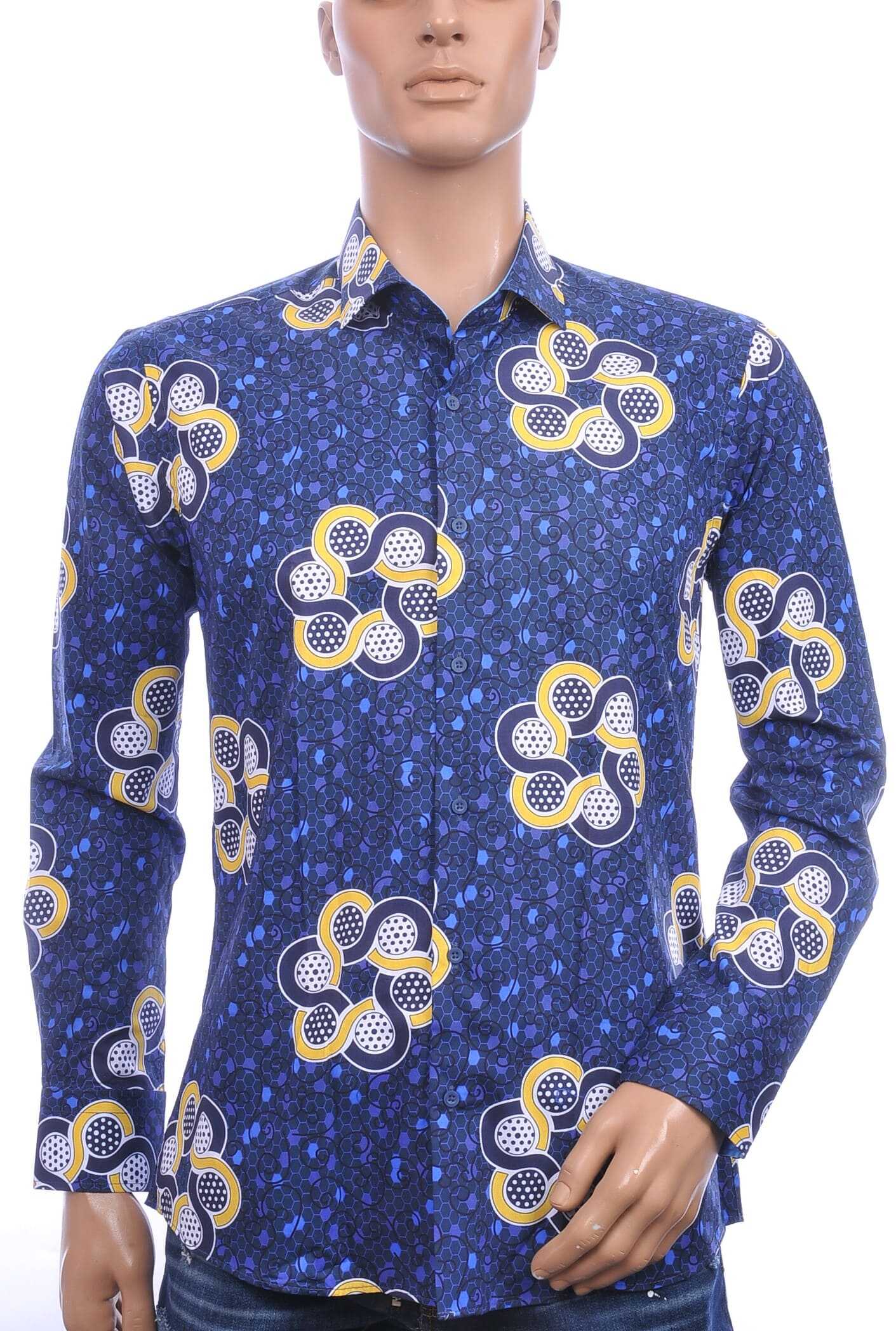 Corrino Italiaanse getailleerd slim fit allover achthoek voetbal dessin heren overhemd Wit