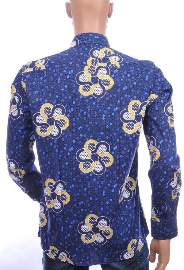 Corrino Italiaanse getailleerd slim fit allover achthoek voetbal dessin heren overhemd Wit