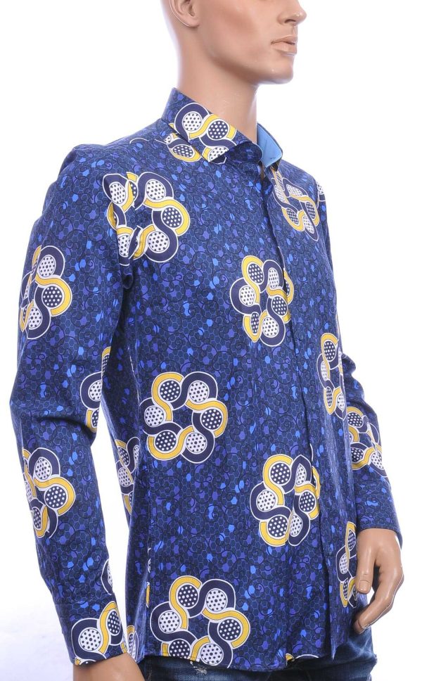 Corrino Italiaanse getailleerd slim fit allover achthoek voetbal dessin heren overhemd Wit