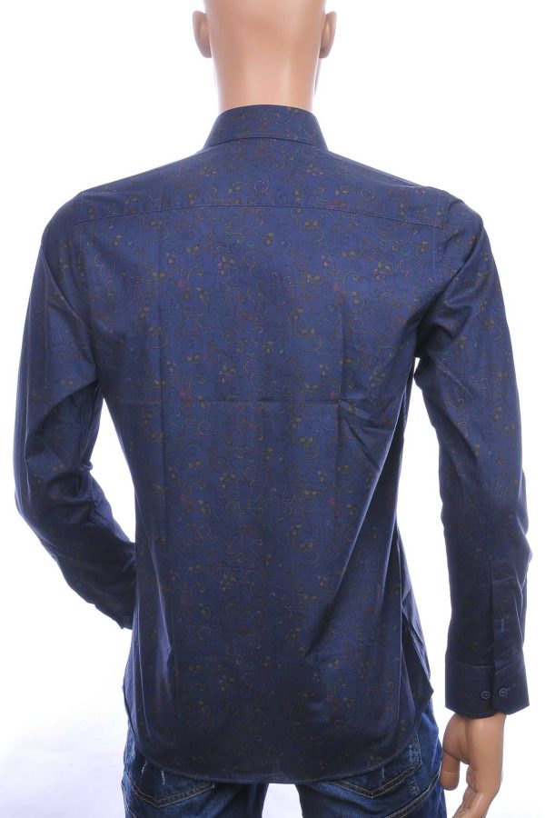 Corrino Italiaanse getailleerd slim fit allover bloemen dessin heren overhemd Navy