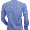 Corrino Italiaanse getailleerd slim fit allover rondjes dessin heren overhemd Blauw