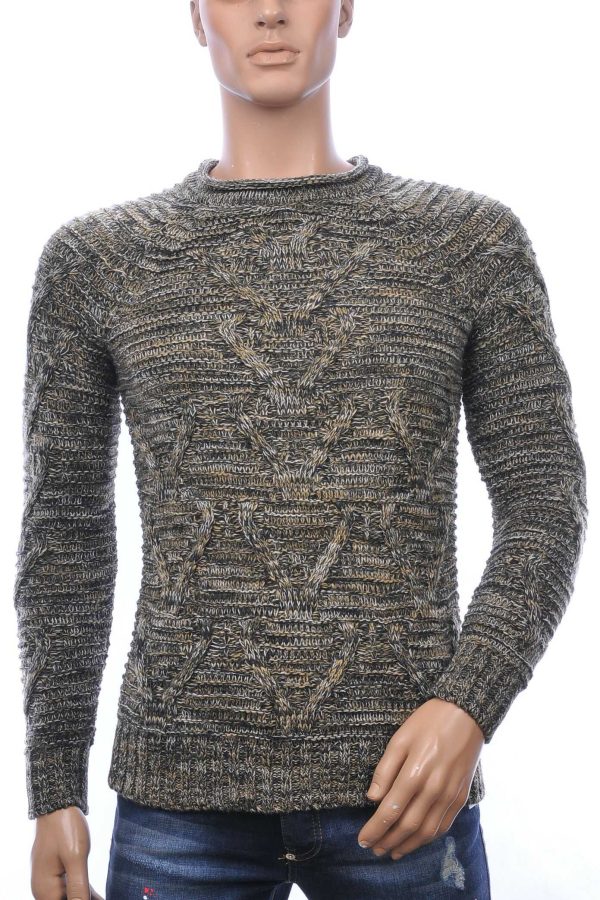 Trick0 Wolff Blitz Moncler DIOR Philipp Plein PRADA Louis Vuitton GUCCI VERSACE KENZO Dsquared2 Levi's CHASIN G-STAR DOLCE & GABBANA DIESEL PME LEGEND WAM DENIM LACOSTE trendy grof gebreide ronde hals heren wintertrui Khaki