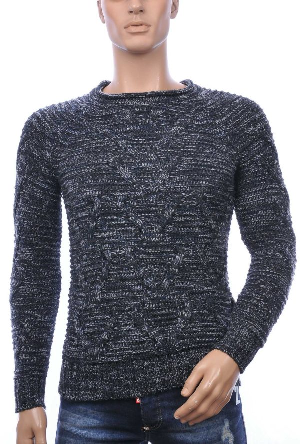 Trick0 Wolff Blitz Moncler DIOR Philipp Plein PRADA Louis Vuitton GUCCI VERSACE KENZO Dsquared2 Levi's CHASIN G-STAR DOLCE & GABBANA DIESEL PME LEGEND WAM DENIM LACOSTE trendy grof gebreide ronde hals heren wintertrui Zwart