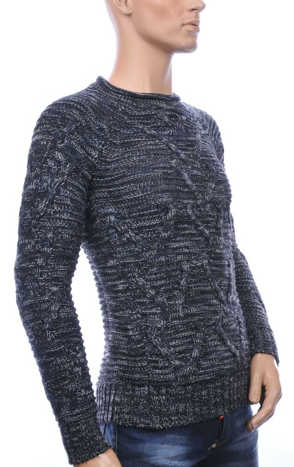 Trick0 Wolff Blitz Moncler DIOR Philipp Plein PRADA Louis Vuitton GUCCI VERSACE KENZO Dsquared2 Levi's CHASIN G-STAR DOLCE & GABBANA DIESEL PME LEGEND WAM DENIM LACOSTE trendy grof gebreide ronde hals heren wintertrui Zwart
