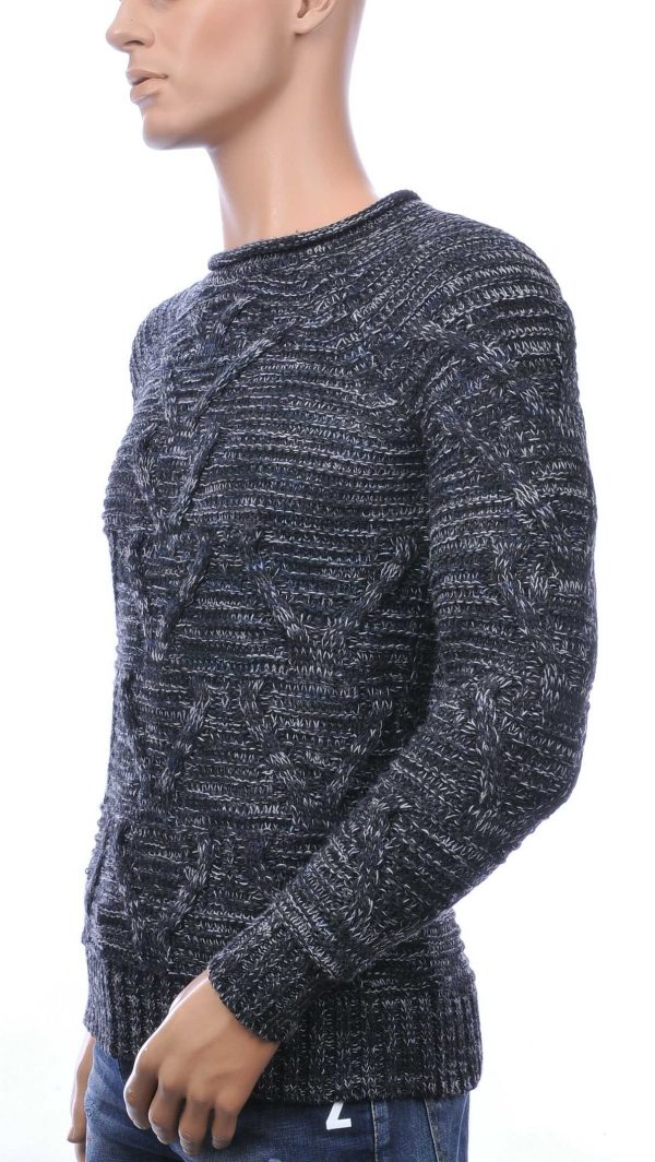 Trick0 Wolff Blitz Moncler DIOR Philipp Plein PRADA Louis Vuitton GUCCI VERSACE KENZO Dsquared2 Levi's CHASIN G-STAR DOLCE & GABBANA DIESEL PME LEGEND WAM DENIM LACOSTE trendy grof gebreide ronde hals heren wintertrui Zwart