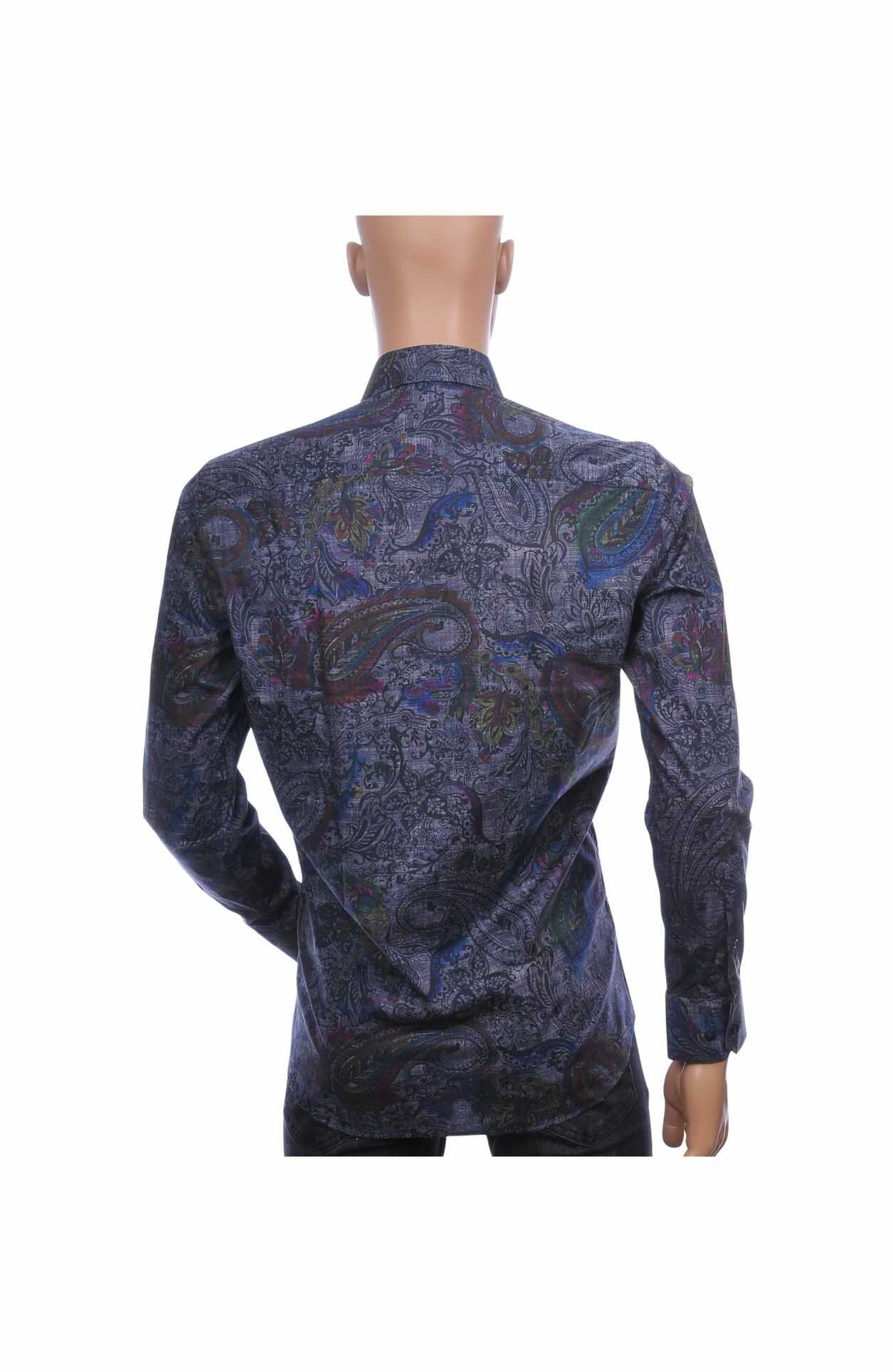 CORRINO Italiaans Slim Fit Heren Overhemd met Allover Paisley Dessin – Antraciet