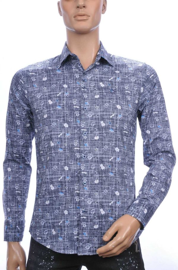 Ferlucci Trendy Slim Fit Heren Overhemd met Allover Bloemen Dessin - Zwart