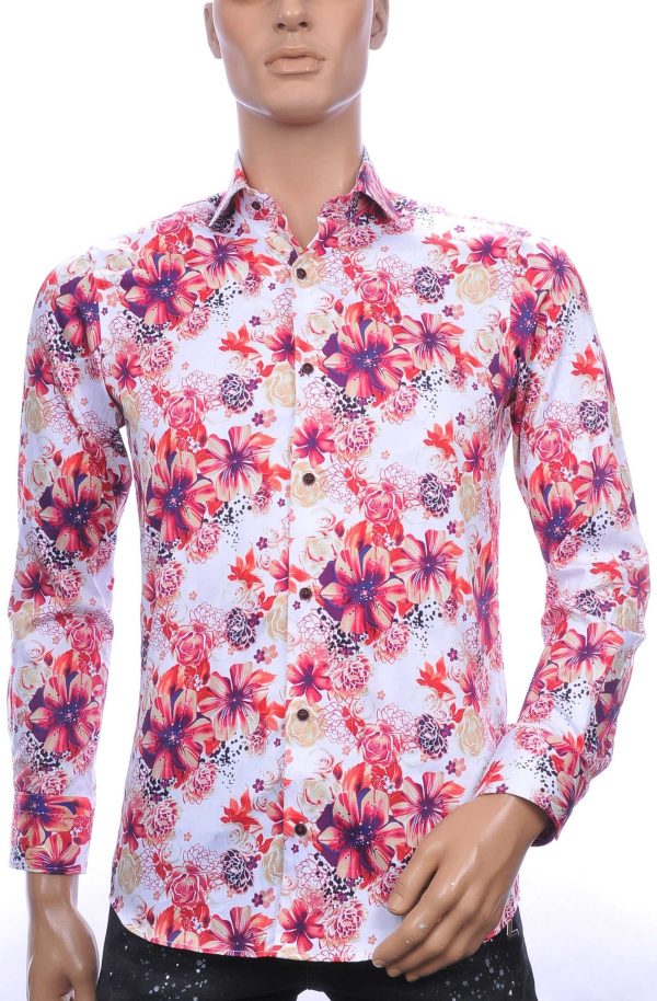 Corrino OLYMP State of Art Blue Industry A fish named fred Wolff Blitz Moncler DIOR Philipp Plein PRADA Louis Vuitton GUCCI VERSACE KENZO Dsquared2 Levi's CHASIN G-STAR DOLCE & GABBANA DIESEL PME LEGEND WAM DENIM LACOSTE slim fit allover bloemen dessin heren overhemd Roze
